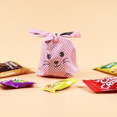 감사스티커무료]간식선물세트/CD0_토끼 보자기 미니 간식 핑크 /행사 단체선물 답례품 어린이집 생일 구디백 학교 학원