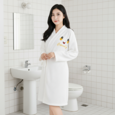 가을겨울 트렌드여성 롱슬리브 벨트욕가운 착용형 욕치마 겸 욕수건 보온 속건 무털떨어짐 실내보온 필수템, 하얀색 (헤어타올 1개)HC-YJ-B, 1개