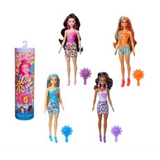 Barbie Color Reveal 驚喜造型娃娃 變色頭髮與臉部設計 6 種驚喜配件, 1個