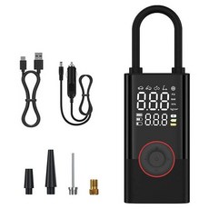 HELLOLEIBOO 휴대용 LED 라이트 & 보조 배터리 겸용 유무선 에어컴프레셔, 블랙, 1개