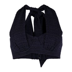 짐머만 트위드 홀터 넥 크롭 탑