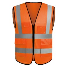 多功能反光背心 多口袋反光衣 安全背心, 橘色, 1個