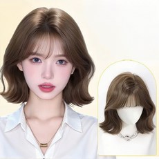 믹스알리 단발 전체 가발 여성 일체형 C컬 단발헤어스타일 통가발, 1개, 01 쿨 브라운