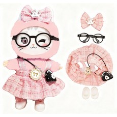 인형용 옷 17cm 6.7인치 인형 없음 - 멜빵 반바지 오버사이즈 보우 안경 카메라 및 신발이 포함된 5피스 수집형 디스플레이 의류 세트 스타일 A, styleA