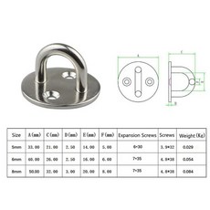 304 스테인리스 스틸 스테이플 링 후크 헤비 듀티 천장 마운트 행어 DIY 도구 플랜지 볼트 보트 개 5mm, 03 8mm, 01 CHINA