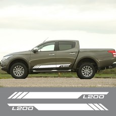 2점 미쓰비시 L200 2011-2019 크로스컨트리 트럭 옆 차체 스티커 치마 줄무늬 스티커 DIY 자동 조정 부품, 밝은 황색, 1개