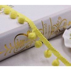 미니 진주 폼폼 프린지 리본 재봉 레이스 니트 원단 수제 DIY 공예 액세서리 4 야드 트림 볼 10 mm, 4yard, yellow, yellow
