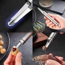 不鏽鋼蝦線剔除刀 廚房必備 剝蝦殼去蝦線神器, 1個, 蝦線剔除刀挖蝦胃剝蝦殼取蝦腦挑蝦線去核刀,廚房常備：金屬款3把清洗方便+剝蝦去核