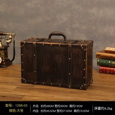 보스턴백 빈티지 휴대용 소형 A타입 경량 가죽 트렁크 짐가방 여행가방, 1개, W. 갈색대형