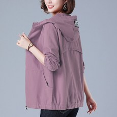 중년 여성 자켓 봄 가을 빅사이즈 루즈핏 재킷 캐주얼 후드 트렌치 코트 상의 SJS