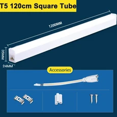T5 Led 튜브 라이트 바 90/120cm 캐비닛 램프 아래 주방 홈 몰 사무실에 대한 옷장 조명기구 연결, 14 T5 Square 120cm, 02 8 PC, 01 Cold White