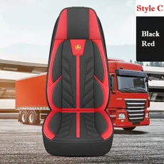 가죽 대형 트럭 버스 시트 용 고강도 쿠션 커버, 1개, C-Black Red, 상세설명참조