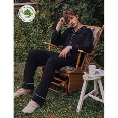 < 메리 투나잇 > 이브니에 마이소울 레이온 스판 블랙 여자 남자 커플 빅사이즈 잠옷 파자마 홈웨어 세트 신혼잠옷 부모님잠옷