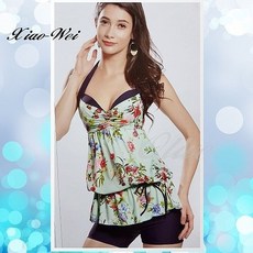 小薇的店 名人品牌 假兩件式長版上衣 時尚流行二件式泳裝 M-XL, L