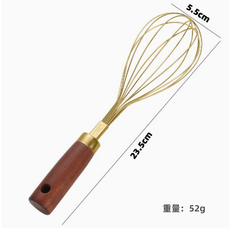 GUEFOON 烘焙用具麵粉奶油攪拌打蛋器手動加密加粗手持家用打蛋器, 1個, 201金色打蛋器（中號）:如圖所示（7974）