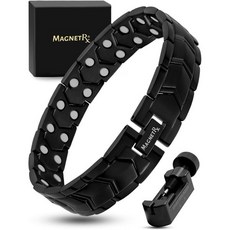 팔찌 MagnetRX 울트라 스트렝스 마그네틱 남성을 위한 효과적인 스테인리스 스틸 메탈 완벽한 핏을 조절 가능한 길이 및 사이징 도구 포함 실버 골드 1736988, Black, Arrow Style