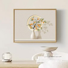 분전함 가리개 북유럽 명화 디자인 정물화 액자 액자형, 골드 프레임, 그린 플랜트 5