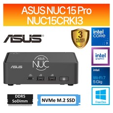 ASUS NUC 15 Pro NUC15CRKI3 M.2 (16GB M.2 2TB), 블랙, Hisol15CRKi3162T, 2TB, 16GB
