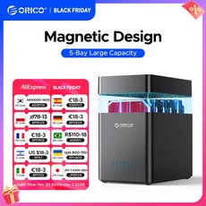 ORICO DS500 시리즈 5 베이 3.5'' Type-C 하드 드라이브 인클로저 Altcoins 마이닝 게이머용 자기형 SATA3., 01 빠른  Mainland, 01 US Plug