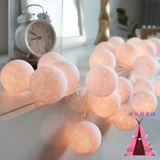 【台灣現貨】電池/110v插電款 泰國棉線球燈串 純白手工棉球燈 野餐露營兒童帳篷裝飾燈, 1個, 純白球插電款, 純白