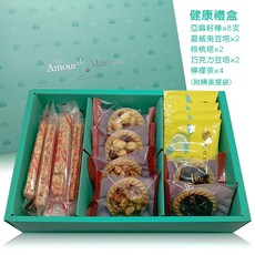 堅果塔夏威夷豆禮盒 附檸檬茶 UCC咖啡 亞麻籽棒手工餅乾點心組 - 團購送禮首選, 1個, 健康禮盒