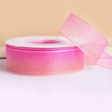 레인보우 그라디언트 색상 Organza 5 야드/많은 리본 테이프 웨딩 크리스마스 선물 포장 리본 DIY 머리 활, 01 25MM, 01 황동