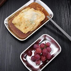 스텐레스 사각 접시 캠핑 플레이트 스텐 그릇 앞접시, 대1p