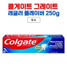 콜게이트 플루오라이드 투스페이스트 그레이트 레귤러프레이버 치약, 250g, 4개