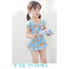 CHOCOLATE 女童連身泳裝 冰淇淋印花連身裙平角泳衣