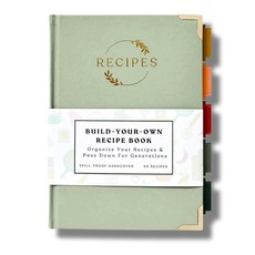 Kikaze Collection 빈 레시피 노트 | 나만의 레시피에 쓸 수 있는 작은 빈 레시피 북 | 60가지 레시피를 위한 장인 하드커버 저널 | 21.3 x 15.2cm(, 세이지 그린