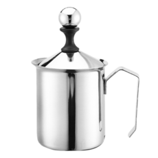 不鏽鋼手動打奶泡器 咖啡奶昔起泡工具, 打奶器800cc, 銀色, 111