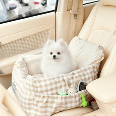 PAWZ Road 강아지 쿠션형 애견 카시트 반려동물 드라이브 차량용 의자 개집 탈부착 세탁 가능 자동차 용품, 1개, 베이지