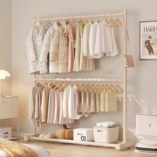 문리버 2단 행거 대형 스탠드 철제 옷걸이, 흰색 150 x 180cm