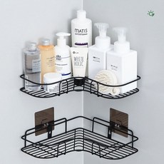 욕실 수납함 코너 철제 선반 무타공 벽 접착식 수납 정리대 L자, 화이트