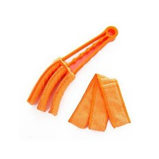 화이버 자동차 에어컨 벤트 청소 브러시 그늘 셔터 블라인드 루버 먼지 떨이 1Pc, Orange