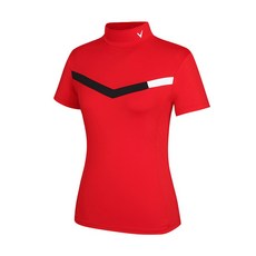 Callaway 女款V線條拼色高領短袖T恤 CWTHJ6663-500_G