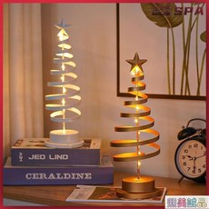 聖誕節裝飾燈 LED鐵藝小夜燈 迷你氛圍燈 房間佈置擺件 聖誕禮物 水晶燈 聖誕夜燈, 聖誕樹白色,暖白光, 1個