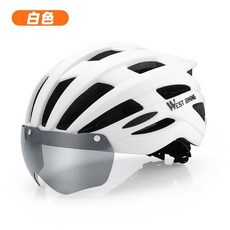 西騎者 自行車頭盔 變色風鏡, 1個, 白色頭盔 （灰色鏡片）