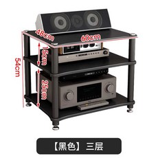 오디오 선반 앰프 장식장 스피커 받침대 수납장 랙, 블랙 3단(길이60폭48높이54cm)
