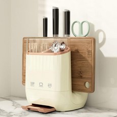 STYLE.DR 주방 올인원 조리도구통 칼 보관함 + 도마 거치대 + 수저통 3in1 칼꽃이 수저 가위 칼 도마 정리대, 밀크카키, 1개