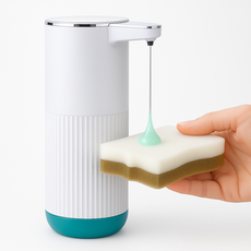 큐핏 자동 주방세제 샴푸 디스펜서 손세정기 손세정제 욕실 벽걸이 핸드워시 디스펜서, 1개, 화이트 젤타입
