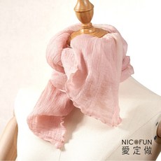 NicoFun 愛定做 柳葉絲 寬版圍脖 披肩 領巾 髮帶 髮箍 真絲