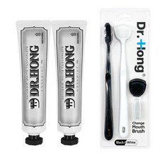 닥터홍 레인보우 미백치약 150g 2개 + 마우스브러쉬 블랙앤화이트 4P 2개세트, 1개