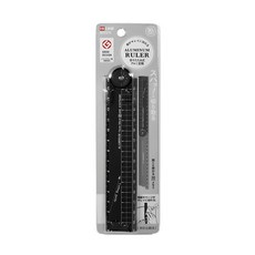 쿠츠와 HiLINE 알루미늄 휴대용 접이식 각도자 30cm 종이 절단 쉬운 눈금자 일본문구, 1개, 블랙