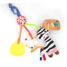 電子音樂安撫玩具車掛床鈴，含固齒器、BB器、手搖鈴多功能，動物造型可愛，寶寶安撫必備, 1個, 黑白斑馬, 黑白斑馬