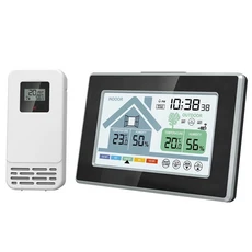 기상 관측소 알람 시계 다기능 디지털 무선 및 홈 데코, 01 검정색