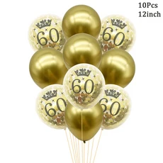1봉지 골드 30 40 50 60년 라텍스 컨페티 풍선 생일 파티 장식 성인 30번째 40번째 생일 풍선 기념일 파티, 01 12 인치, 01 60