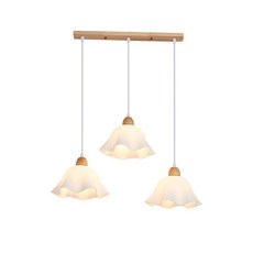 華燈惠 餐廳吊燈 現代簡約網紅創意花朵原木風吧台餐桌燈日式床頭小吊燈, 3頭長盤, 3頭長盤