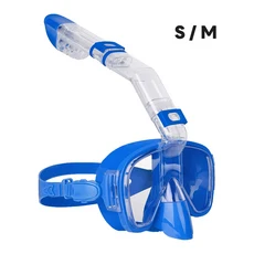 수중 스노클링 하프 페이스 마스크 세트 스쿠버 다이빙 호흡기 김서림 방지 안전 성인용, 18 Sky Blue S-M