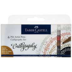 Faber-Castell 167506 피트 아티스트 펜 캘리그래피 6개 세트 2.5mm 멀티컬러, 1 Count (Pack of 6)